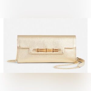 NWT! Talbots metallic leather bamboo clutch